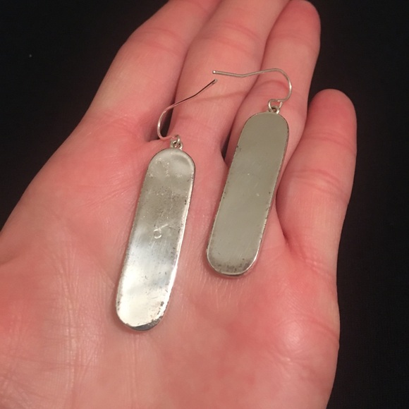 Vintage Black and Silver Tone Hook Dangle Earrings - Picture 3 of 6